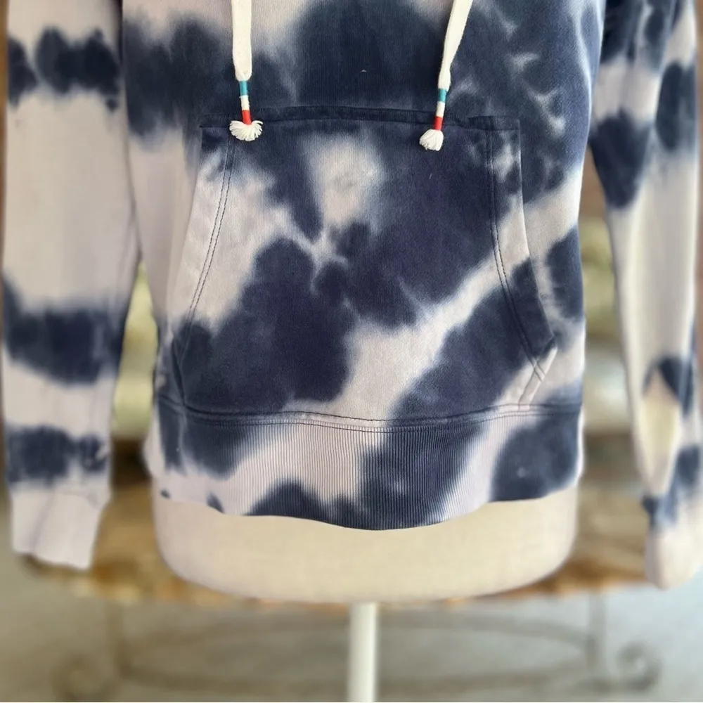J. Crew Sweatshirt Blue Tie Dye Hooded Terry Cloth Cotton S Boho Streetwear - Image 6