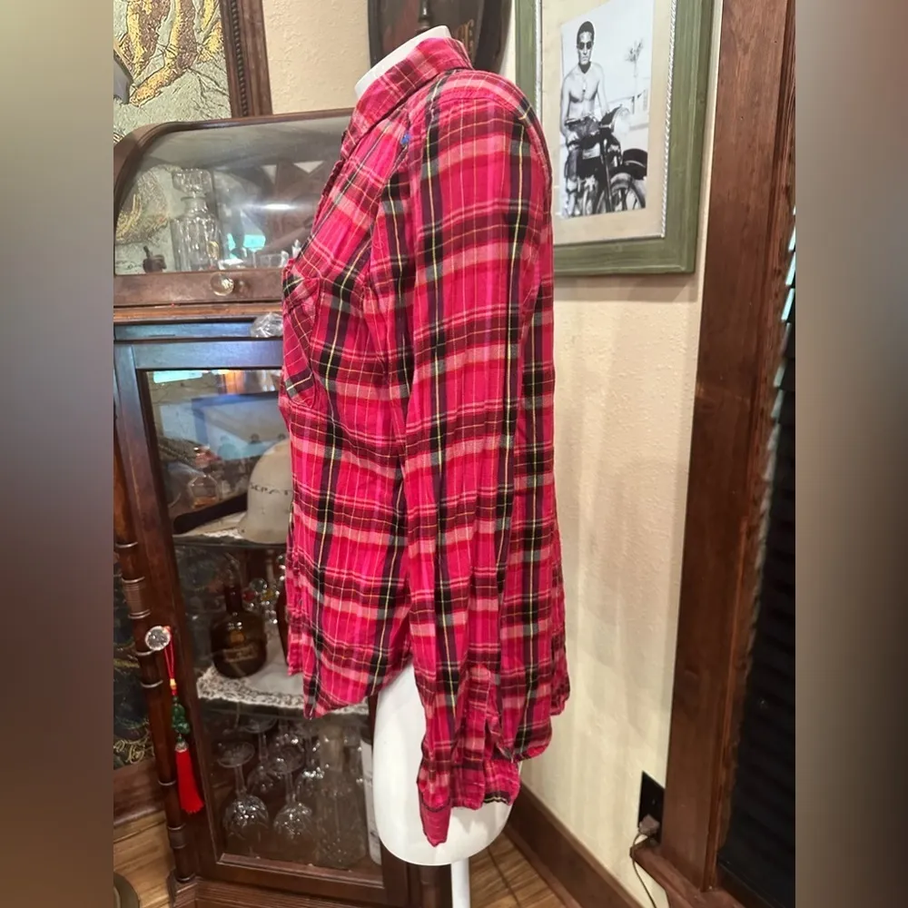 EUC True Craft Red Plaid Button Down Top XL - Image 3