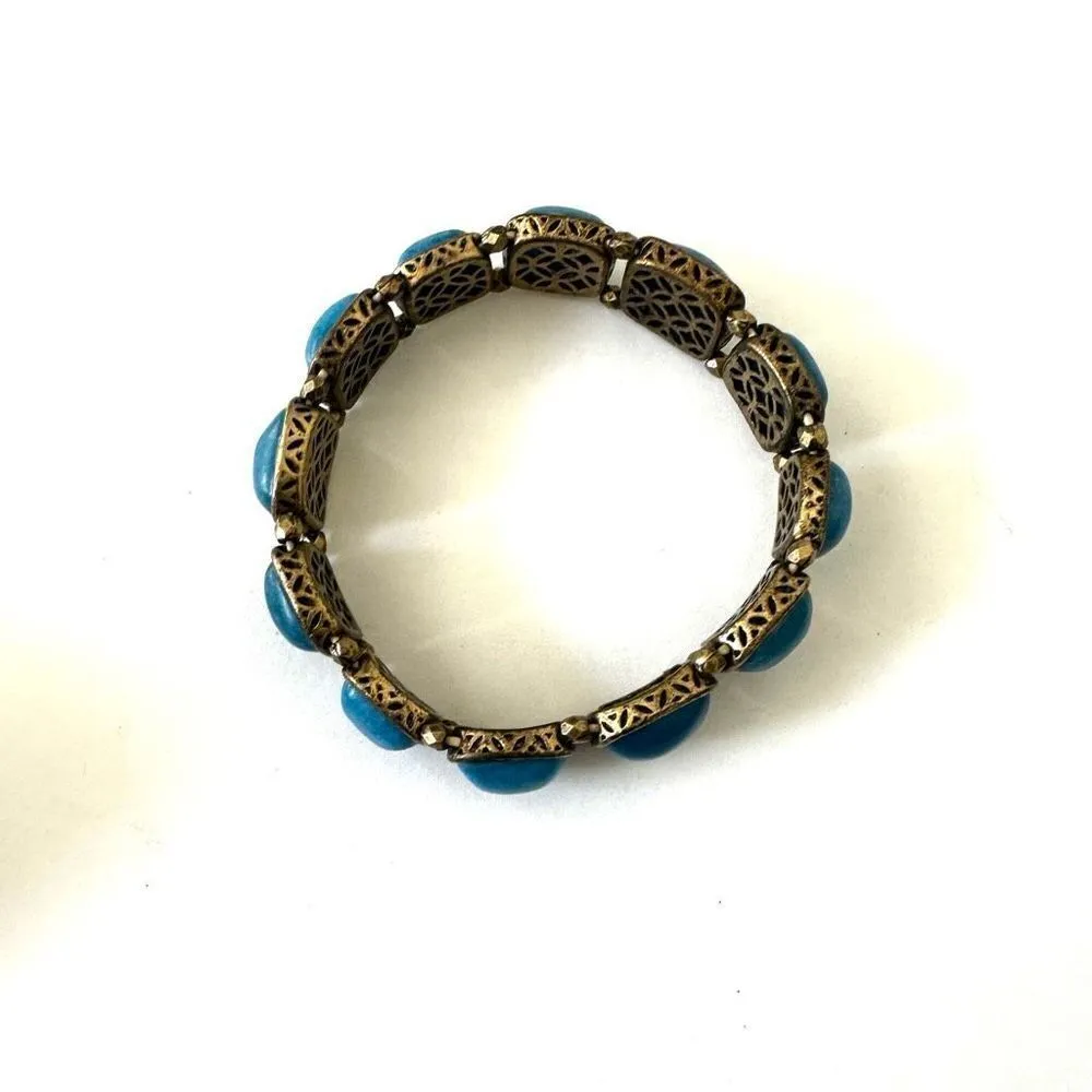 Fossil stretchy square blue and gold tone bracelet - Image 3