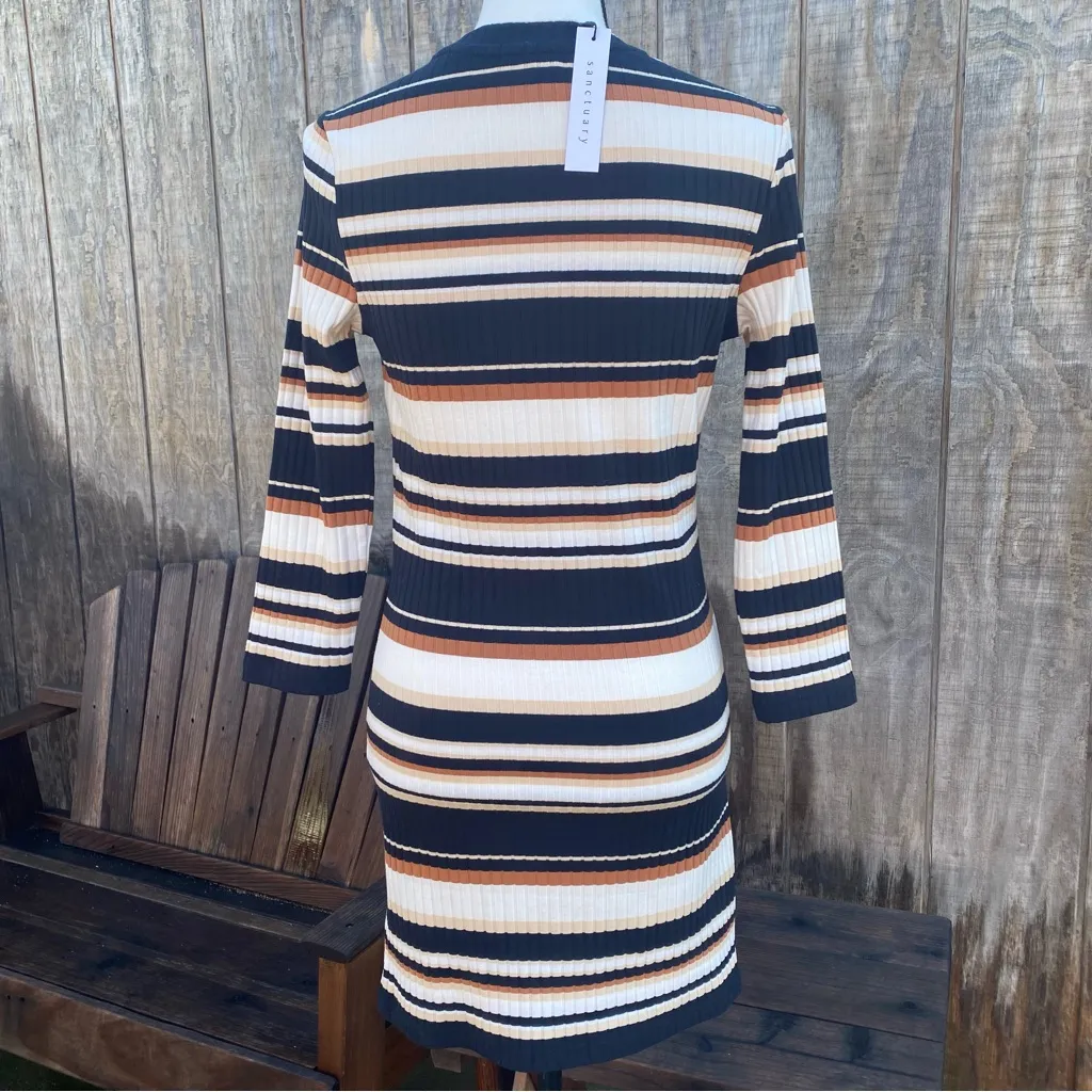 Sanctuary Rider Stripe BodyCon Ribbed Mini Dress Size Large - Image 9