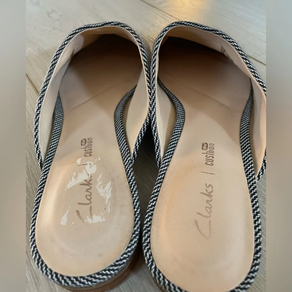 Clarks Cushion Plus Canvas Mule Pure Blush Navy Striped Slip On Mules Shoes 7.5 - Image 3