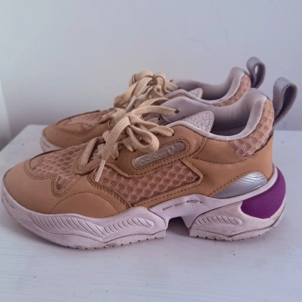 Adidas Women’s Supercourt RX 'Linen' Tan Cream Pink FV3699 Sneakers Size 6 - Image 3