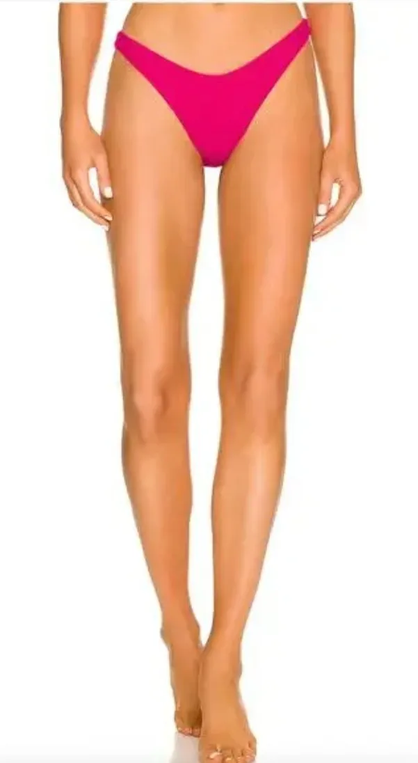 L Space Bikini Bottom Womens Medium Pink Cabana Barbiecore Swimwear Beach Retro - Image 1