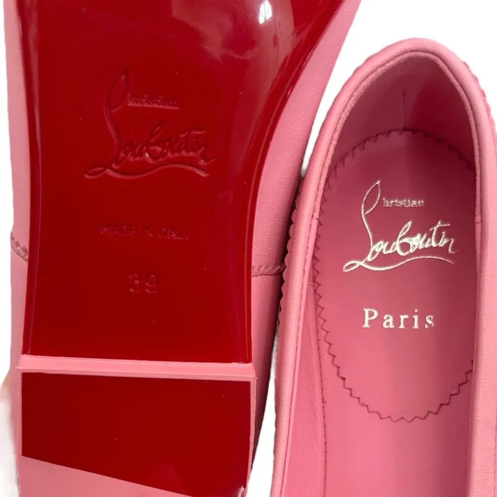 NEW Christian Louboutin Mamadrague Napa Bow Ballerina Flats size 39 Pink - Image 10