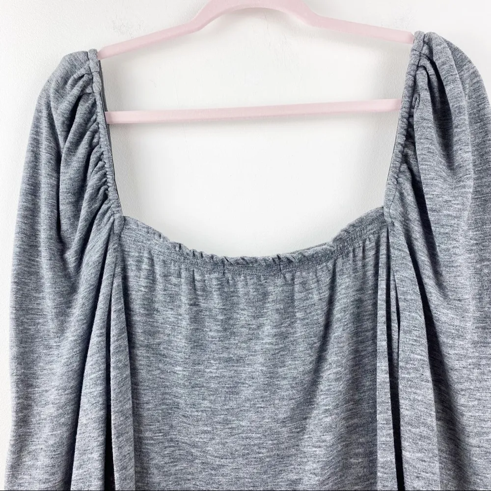 SOMETHING NAVY Heathered Dramatic Shoulder Long Sleeve Ruched Ruffle Top XL - Image 9