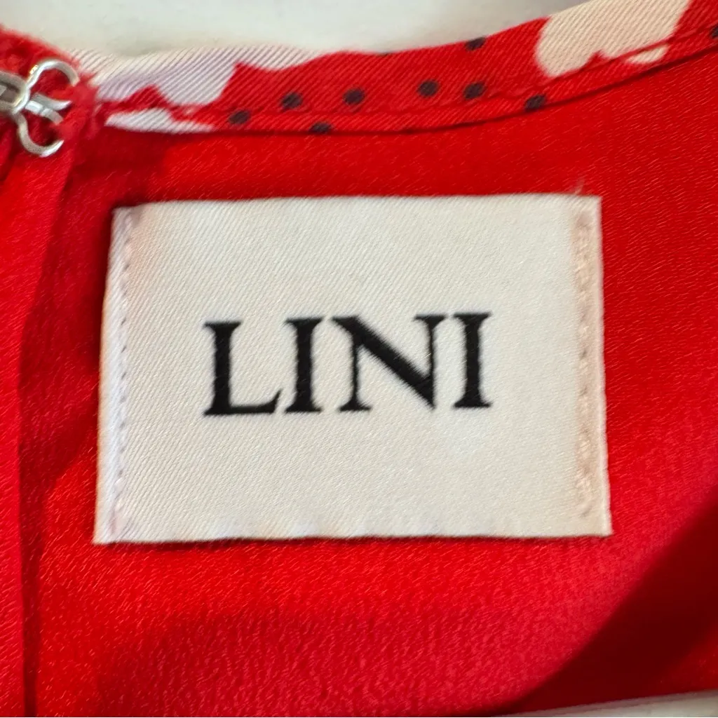 LINI Evie Puff Sleeve Floral Mini Dress Red XS - Image 2