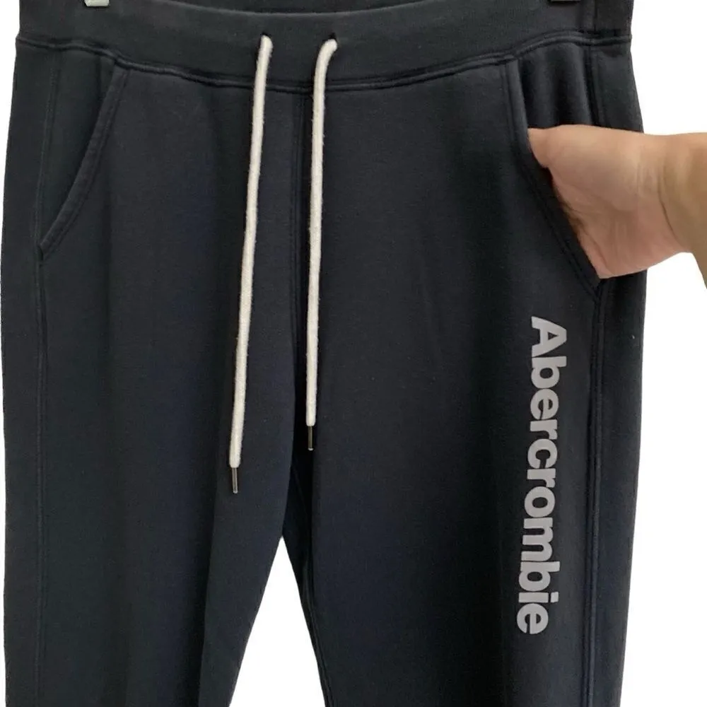Abercrombie & Fitch navy spellout drawstring joggers S - Image 2