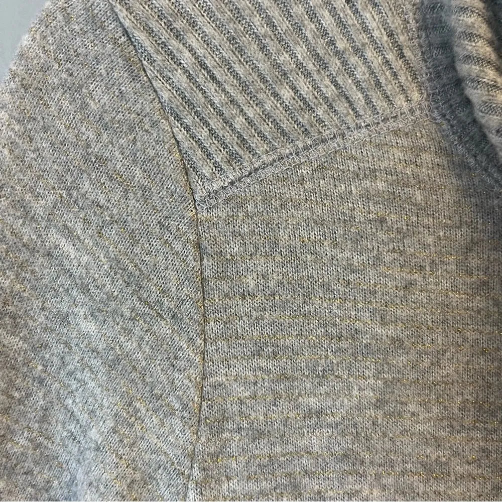Anthropologie Saturday/Sunday Knit Gray w/Gold Sparkly Stripe Cowl Neck XS EUC - Image 6