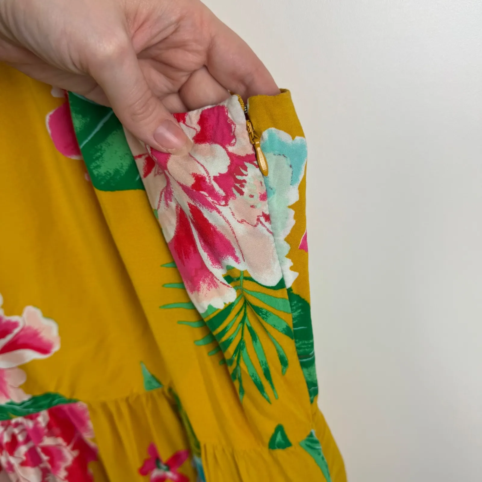 Old Navy Womens Floral Sundress Sz XXL‎ Yellow Sleeveless Summer Tropical Beachy - Image 5