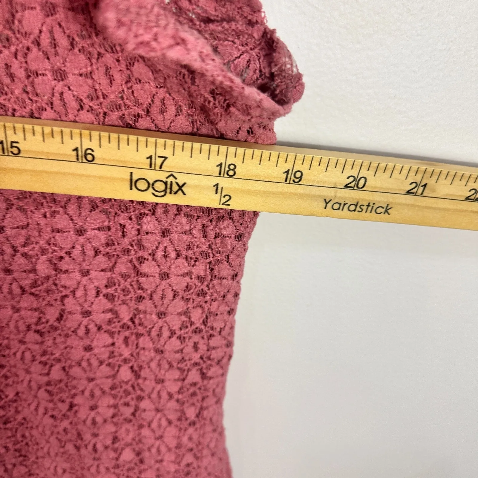 Adrianna Papell Top S Pink Lace Button‎ Down Ruffle Sleeve Romantic Feminine - Image 4