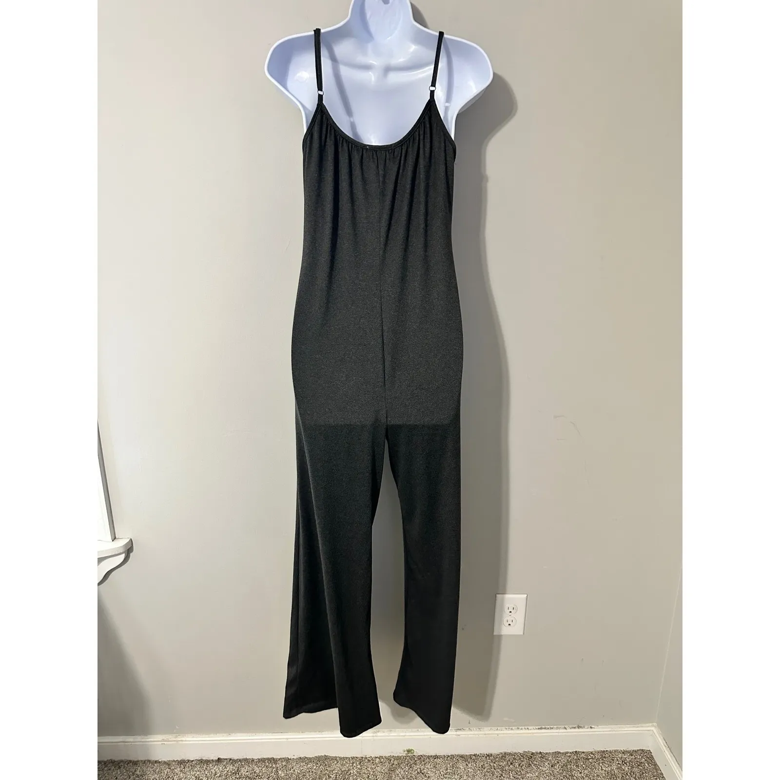 Socialite Womens Jumpsuit Spaghetti Strap‎ Gray Casual Loungewear Size S - Image 4