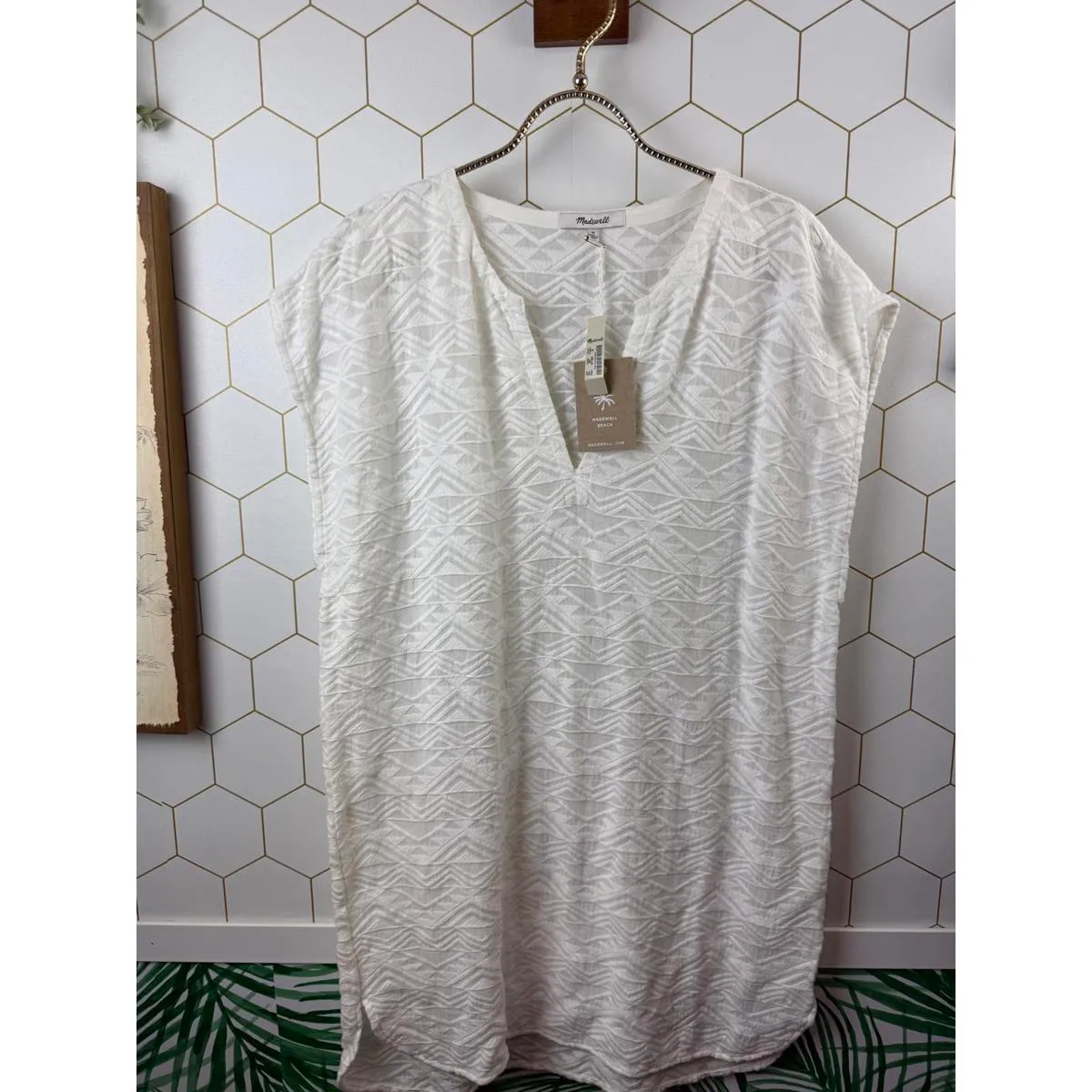 Madewell Tan Textured Beachwear Cover-up or Sheer Dress - Size - Medium - NWT - Image 5