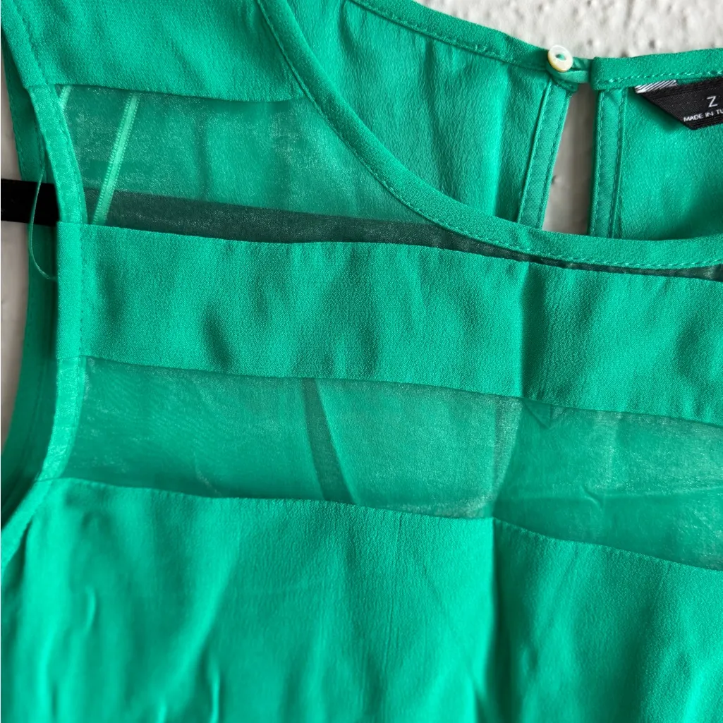 Zara Vibrant Green Tank Top Size S - Image 3