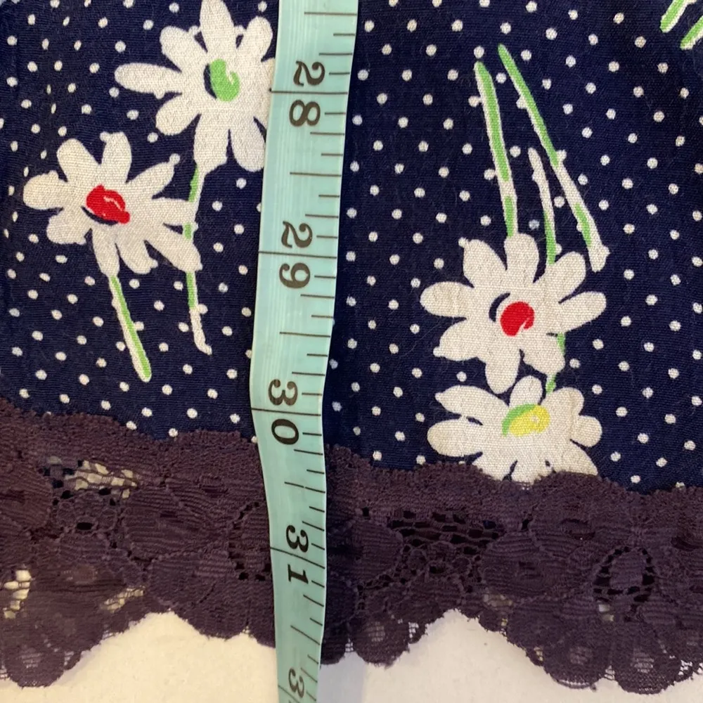 Esprit Sleeveless Mini Slip Dress Floral & Polka Dot Vintage Zipper Sz Sm Navy - Image 13