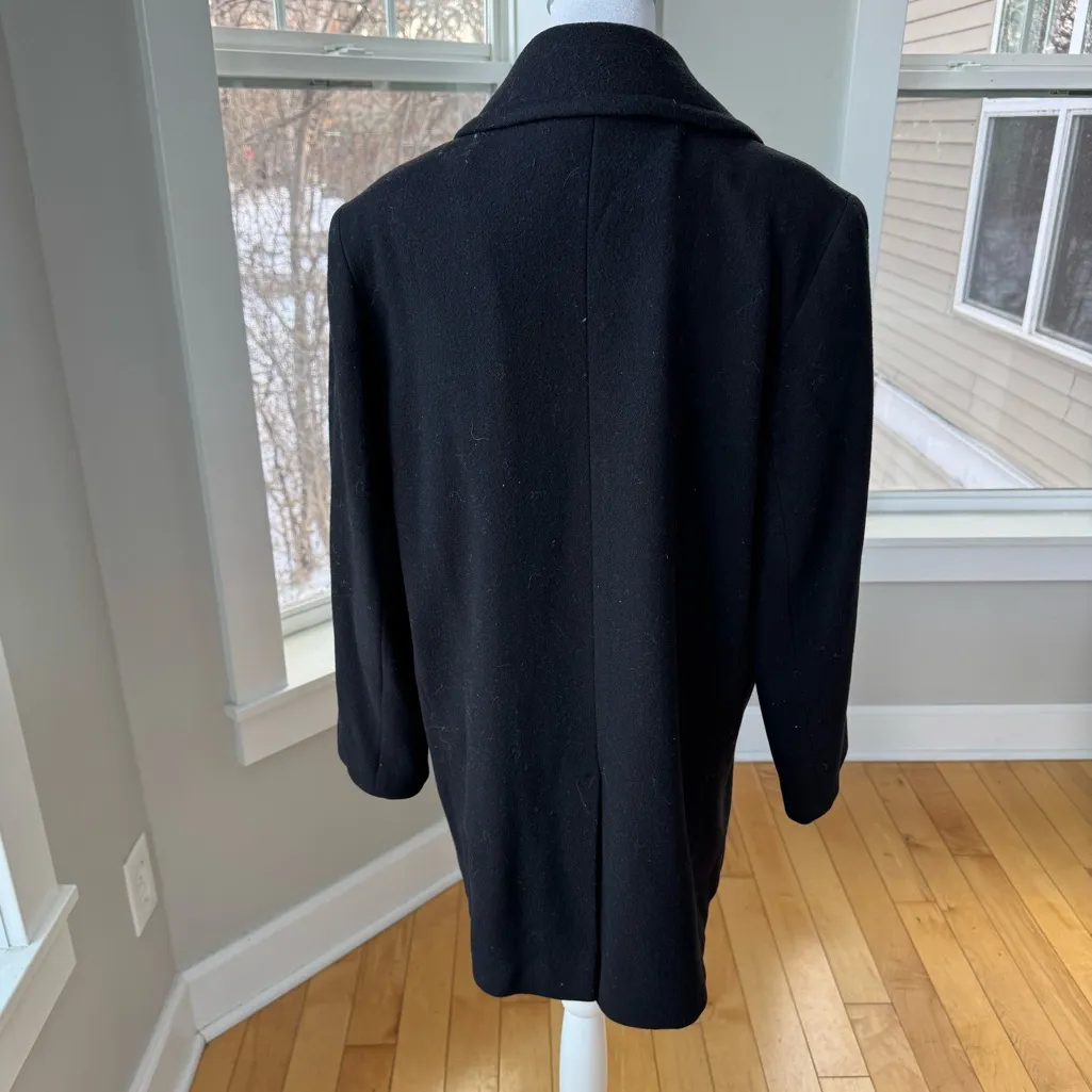 Vintage Forecaster of Boston Black Wool Peacoat Trench Coat Size 6 - Image 4