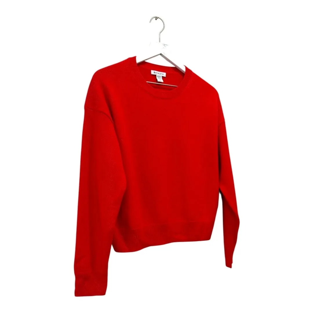 Athleta Alpine Crewneck Sweater Red Easy Care Knit Pullover Size Small - Image 4