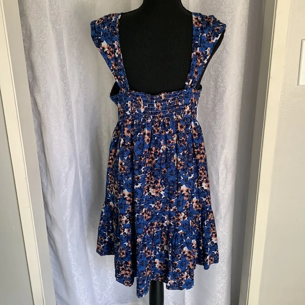 Free People Blue Floral Mini Dress - Image 3