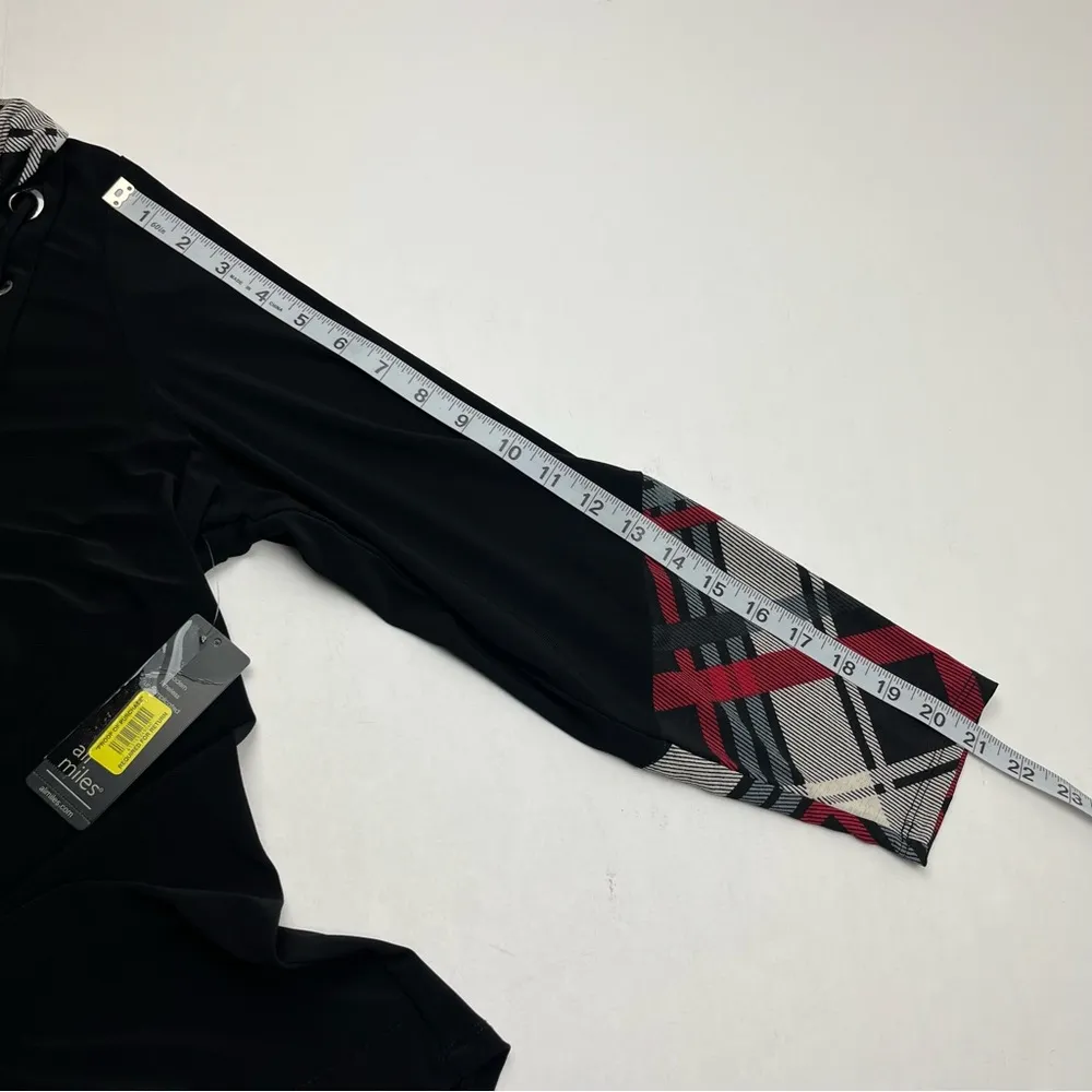 Ali Miles Mad For Plaid Tunic Top Long Sleeve Cowl Neck Womens PXL Petite XL NEW Black Size undefined - Image 8