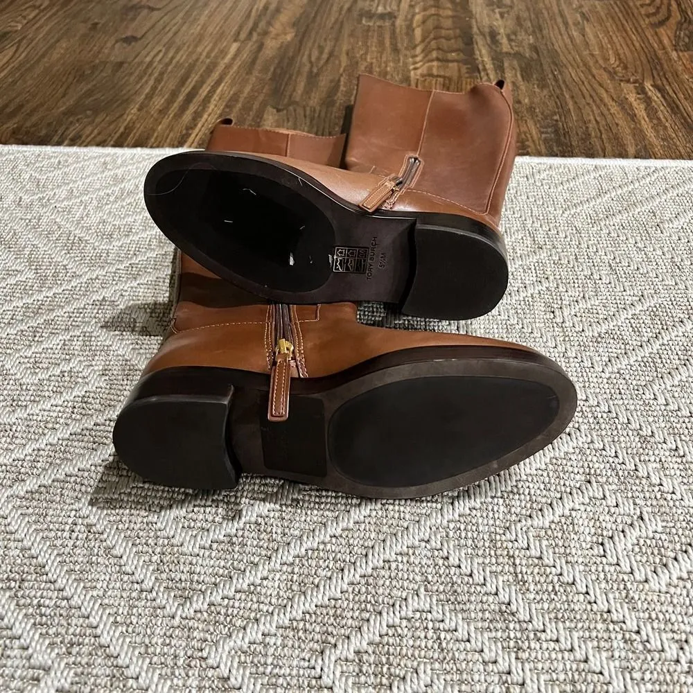 Tory Burch Riding Boot Size 5.5 Pallisandro Brown Leather Logo - Image 6