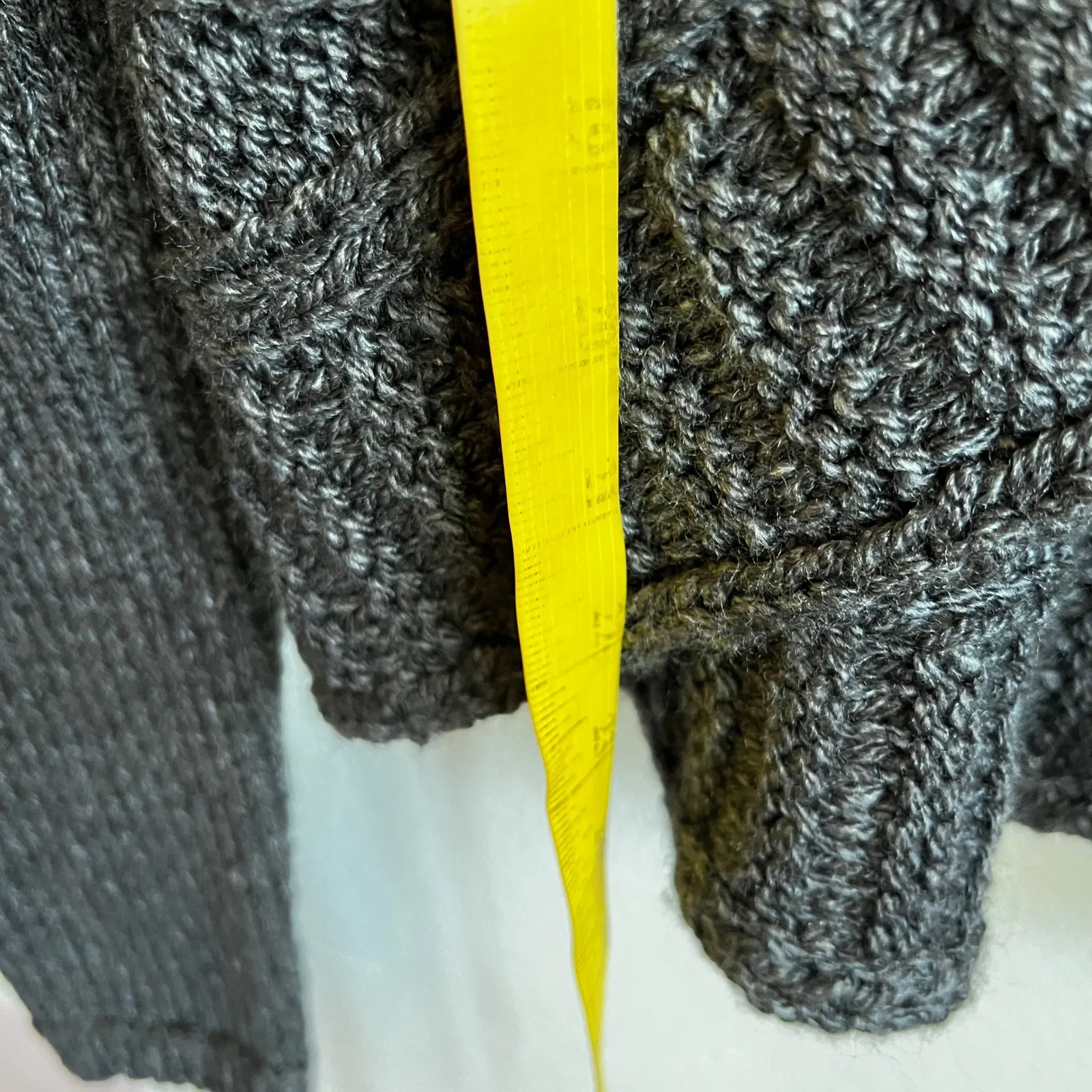 Gray Shawl Collar Cardigan Cable Knit Y2K Fairy Grunge Twilight Bella Swan Small - Image 4