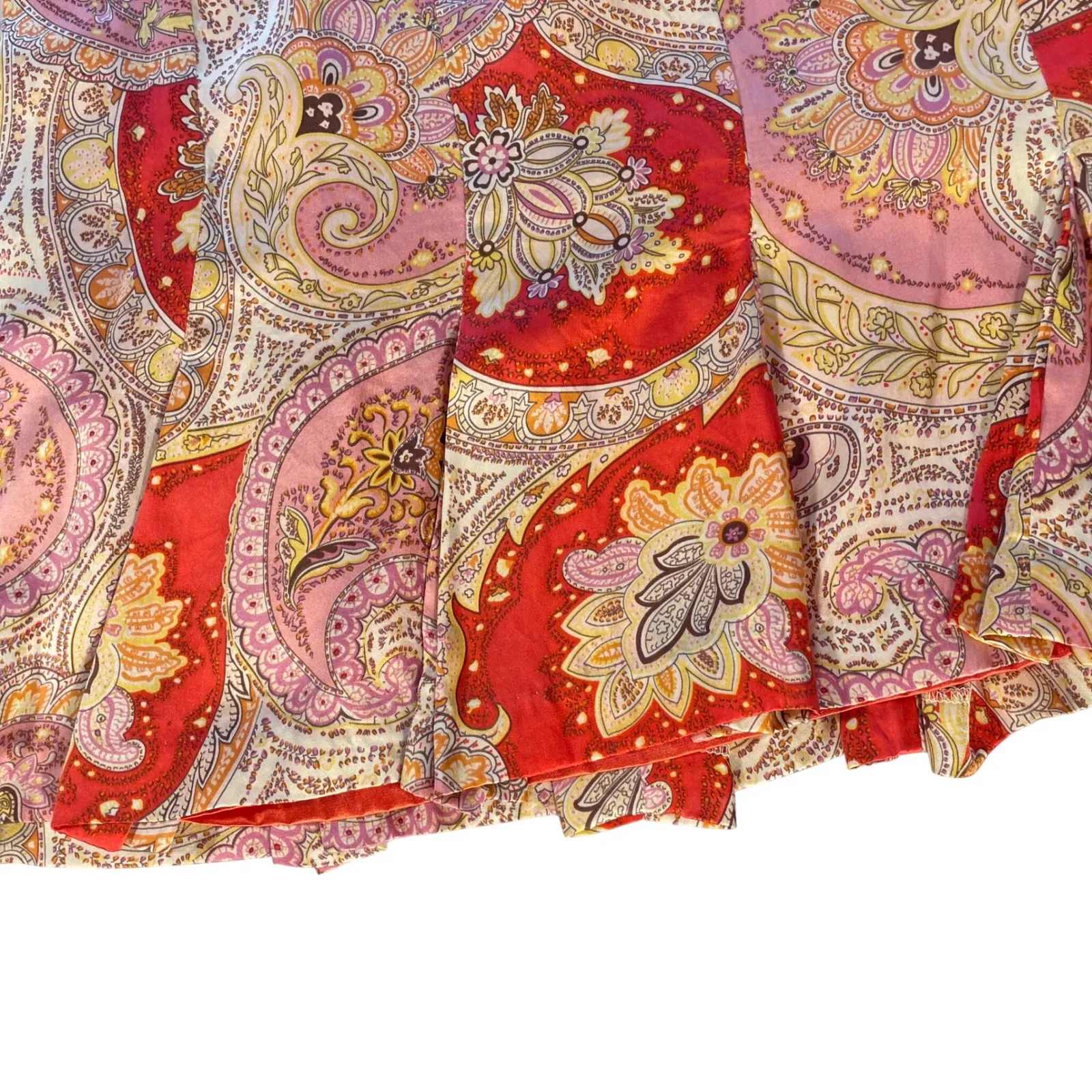 Vision Apparel Women's Silk Skirt Size 14 Paisley Red Pink Lined Y2K Early 2000s - Image 2