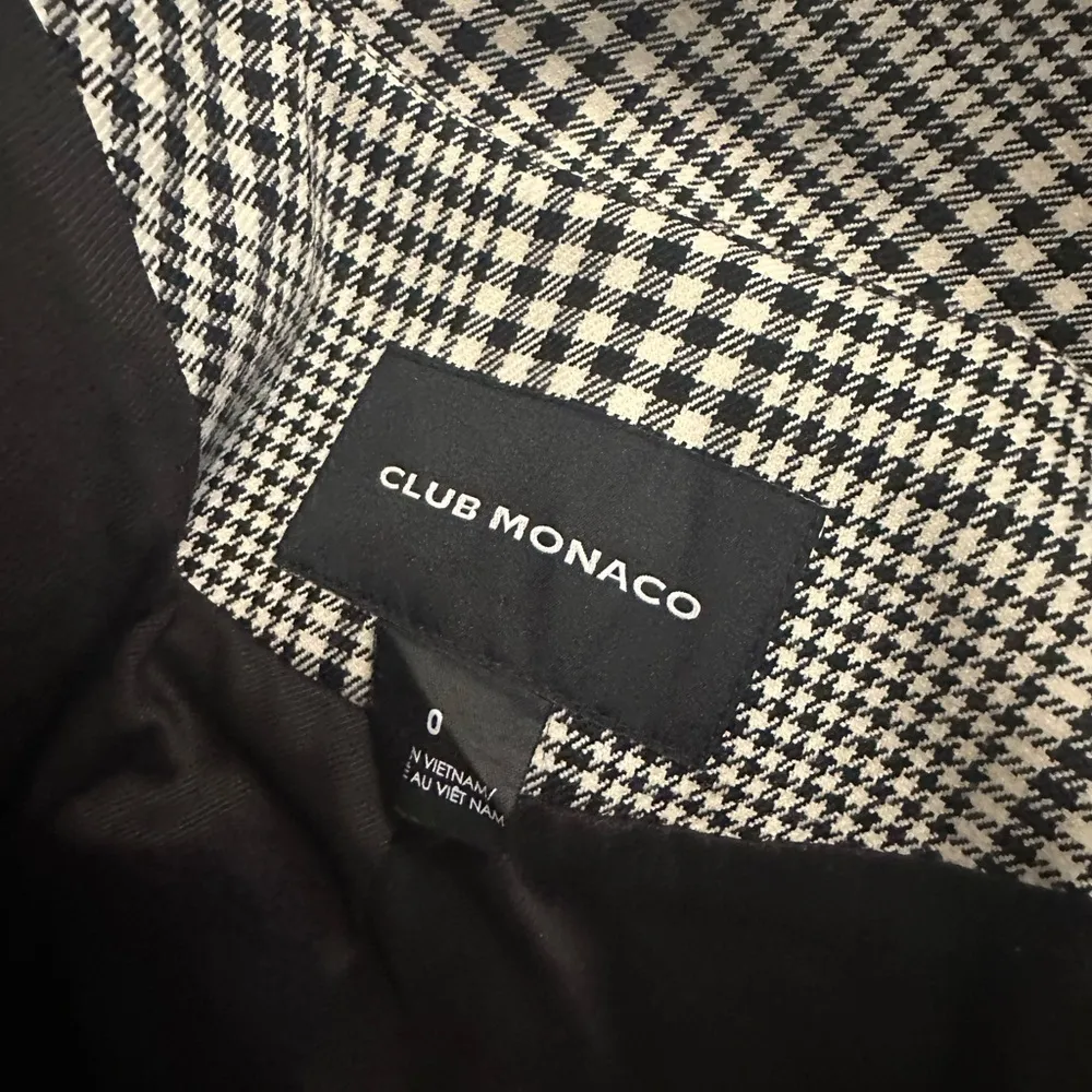 Club Monaco Double Breasted Plaid Fashion Blazer Collarless Size 0 - Image 4