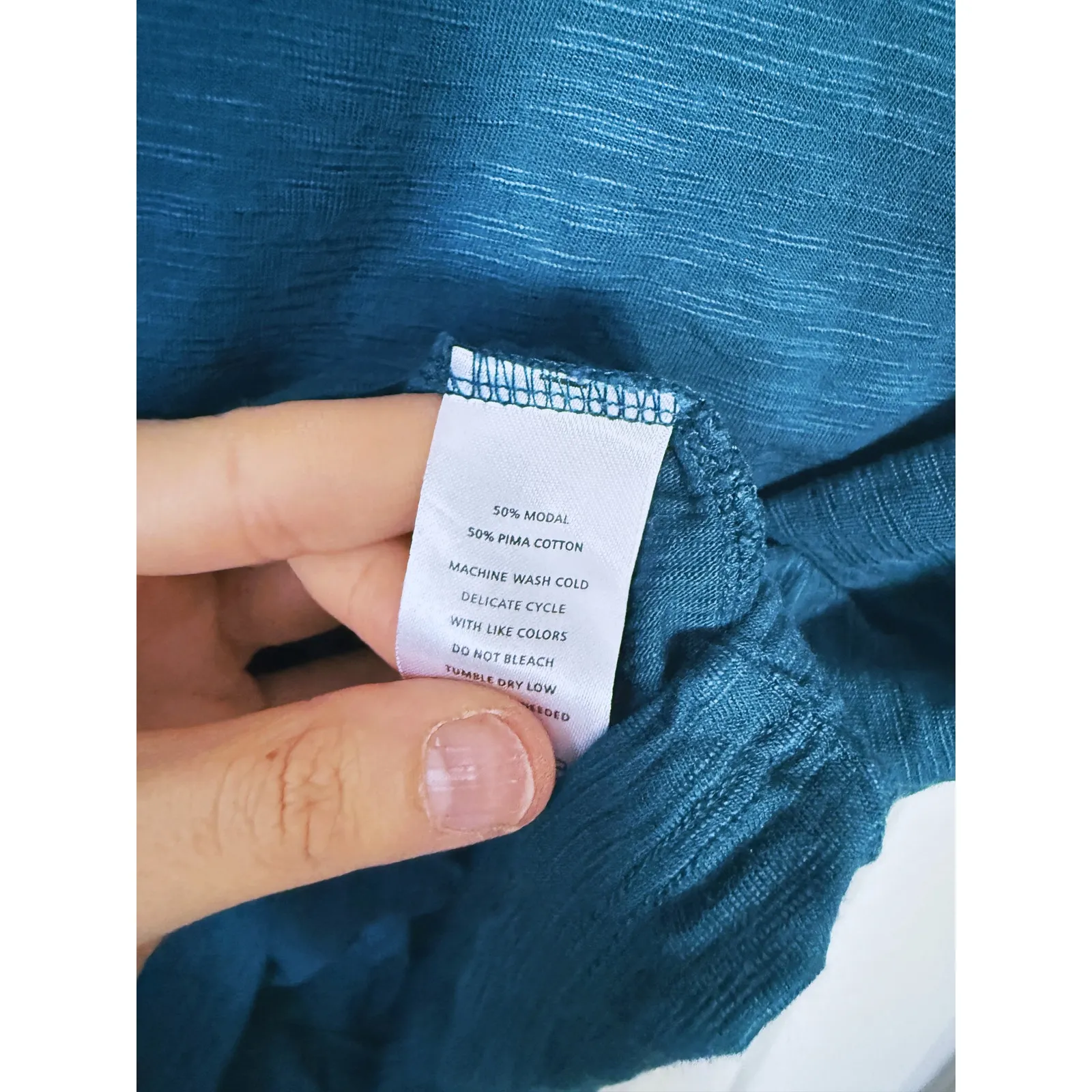 Lilla P Quiet Luxury Turtleneck Long Sleeve Top XS Blue Teal Minimalist Capsule - Image 4