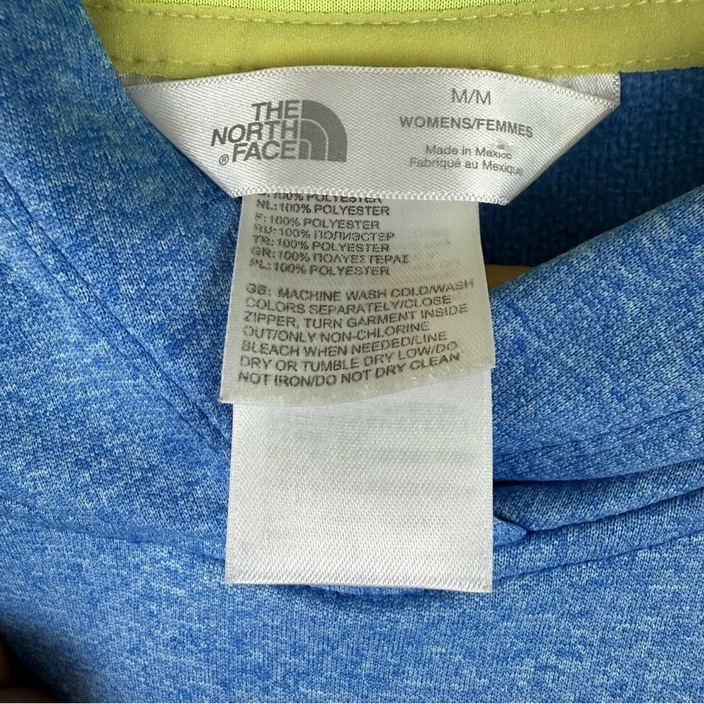 The North Face Heather Blue Yellow Logo Print Track Pullover Hoodie Ladies MED - Image 2