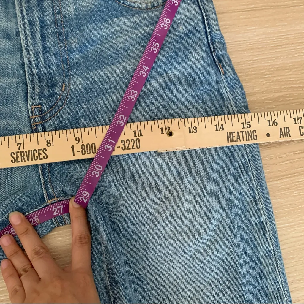 Moussy 24 Skinny Jeans Cut Off Distressed Light Wash Denim Biker Streetwear Blue - Image 8