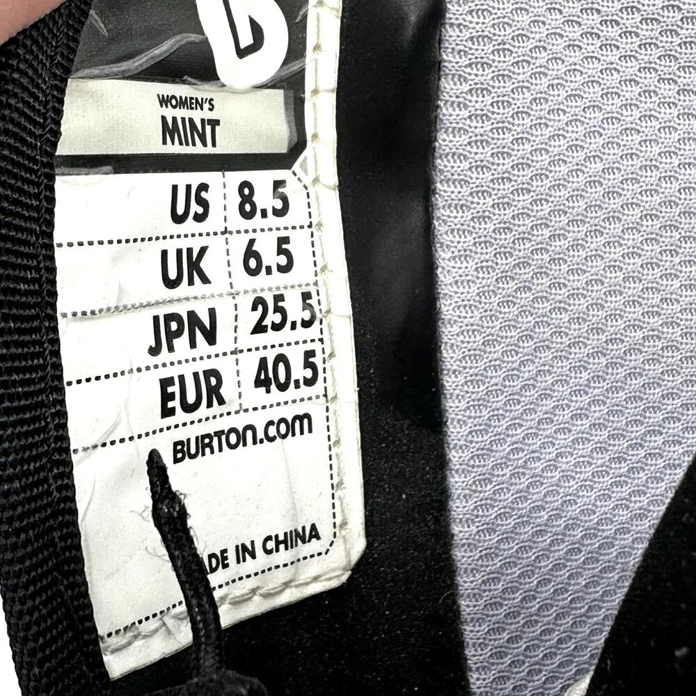 Burton Mint Snowboard Boots Waterproof Lace Up Leather Black Purple 8.5 - Image 7