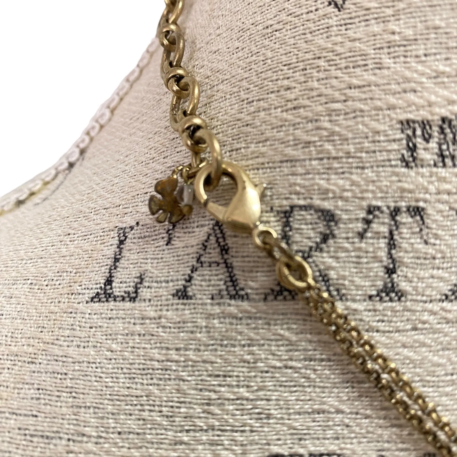 Lucky Brand Layered Chain Necklace Agate Stone Pendant Gold Tone Glam Minimalist - Image 4