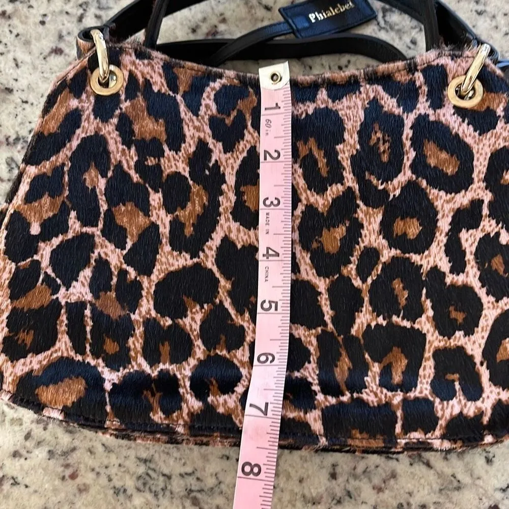 Phialebel Womens Leopard Faux Fur Double Handle Crossbody Bag Multicolor Black - Image 9