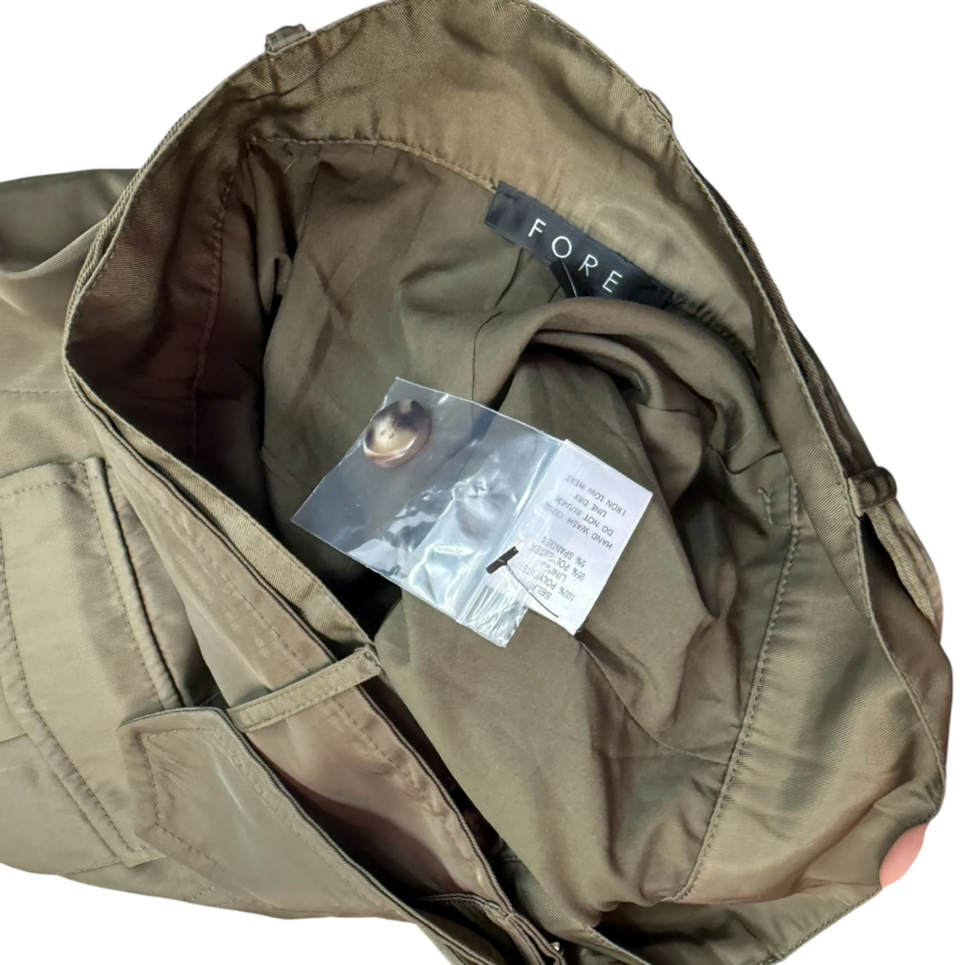 Fore Womens Size M Belted Cargo Pocket Utility Skirt Olive Green Mini Fall Satin Size M - Image 10