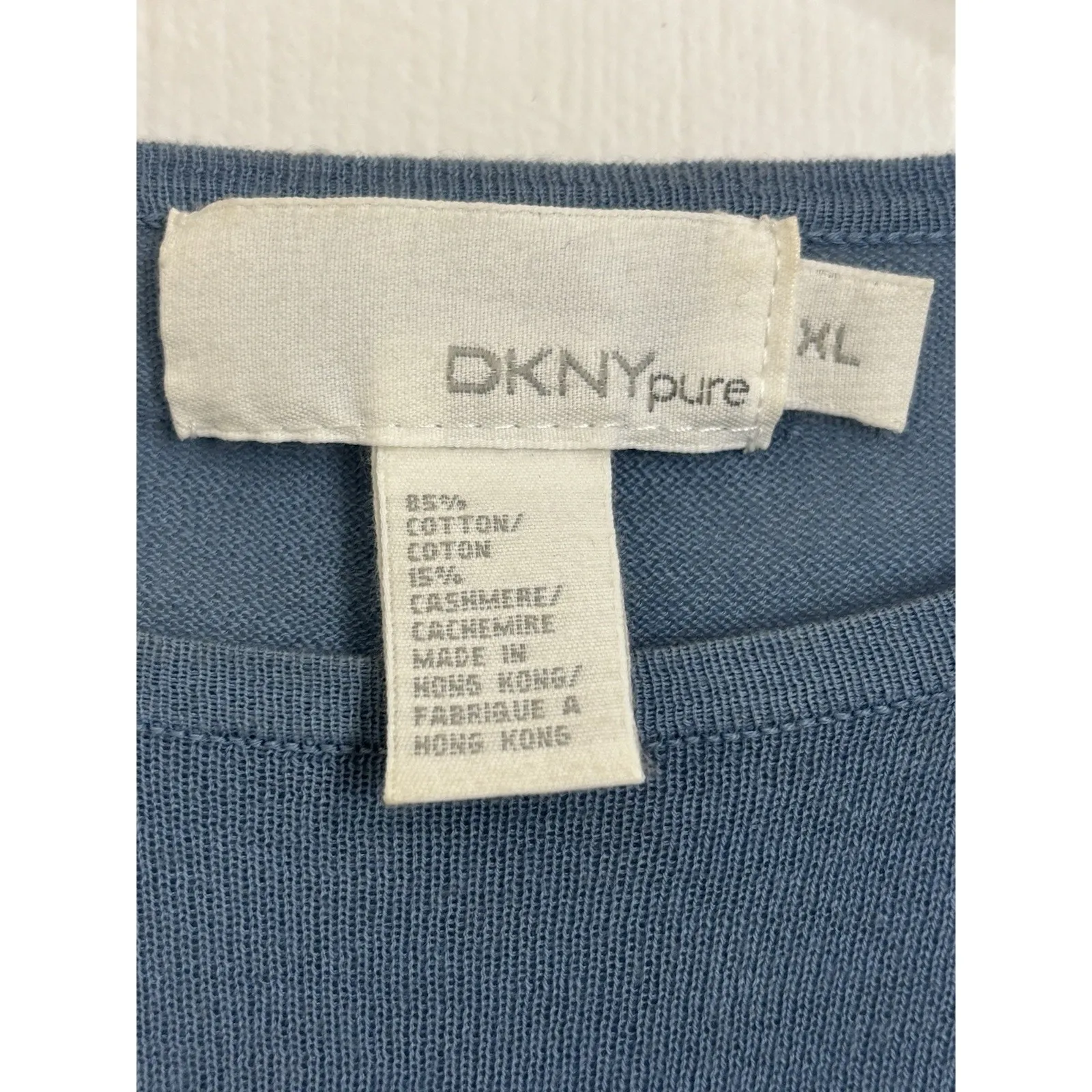 VTG DKNY Cashmere Blend Blue Lightweight Semi Sheer Sweater Size XL Cozy Comfy - Image 3