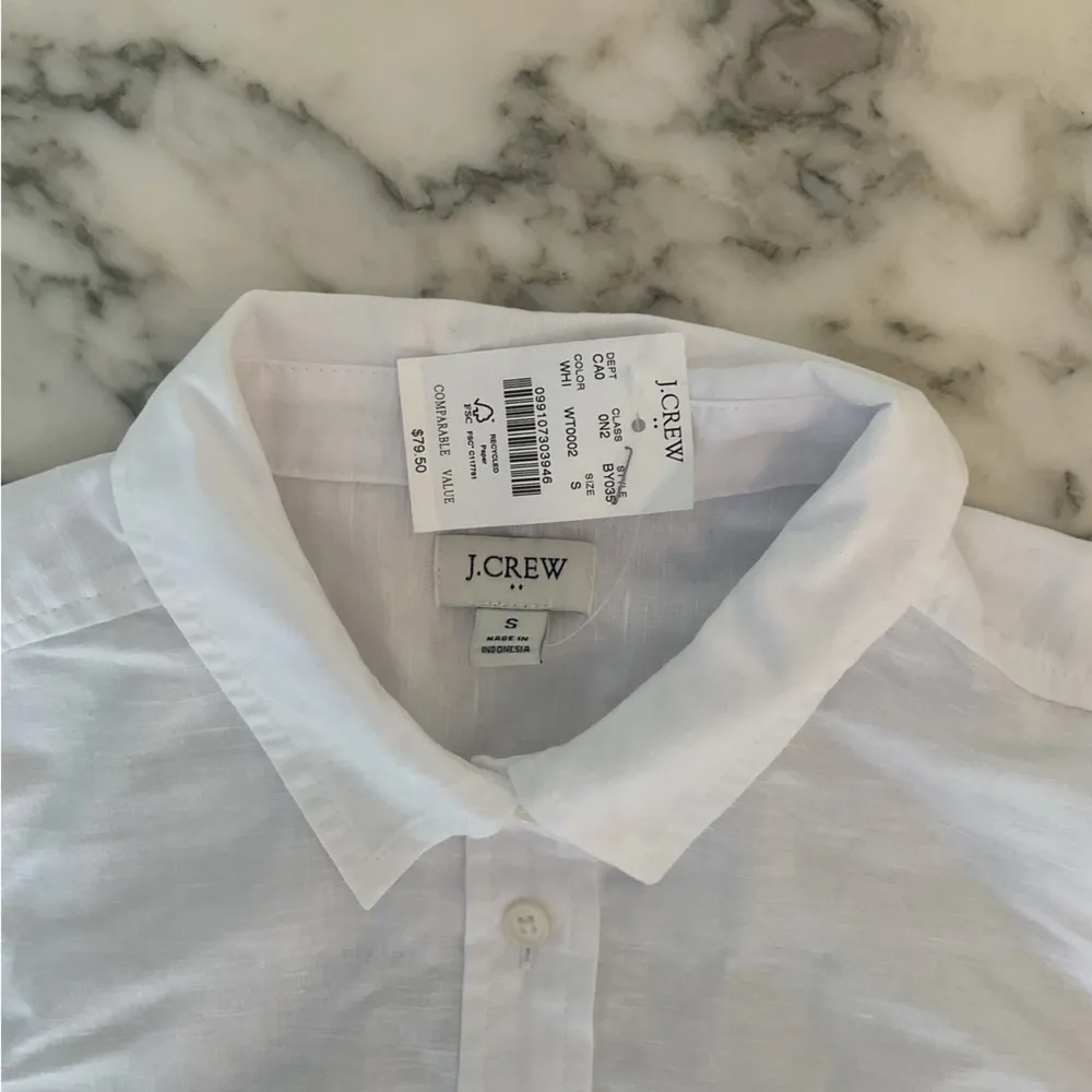 NWT JCrew White Linen Botton Blend Button Down Shirt l S l Sold Out l Needs Wash - Image 4