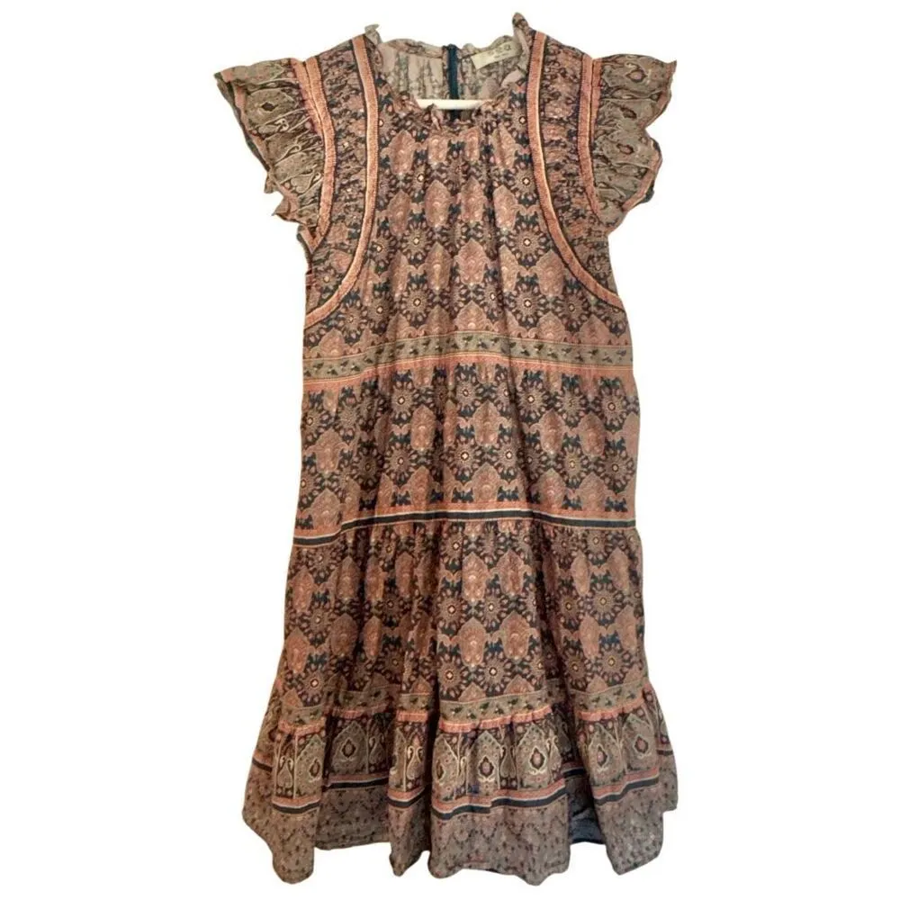 Sea New York Lilac Parker block print ruffle sleeve dress M Blue Size M - Image 3