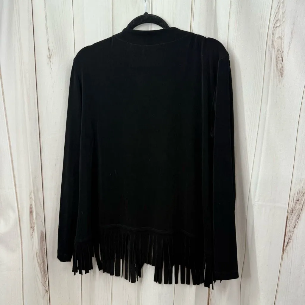 Chico’s Women’s 3 Black Fringe Cardigan Travelers Slinky Stretchy - Image 3