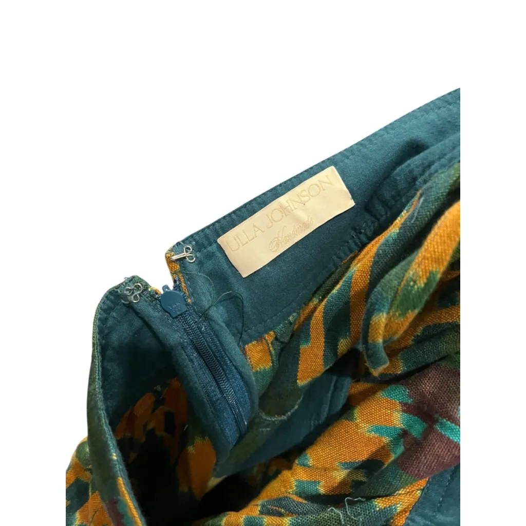 Ulla Johnson Sarika Cutout Printed Cotton Canvas Midi Dress Size XL Green Blue - Image 4