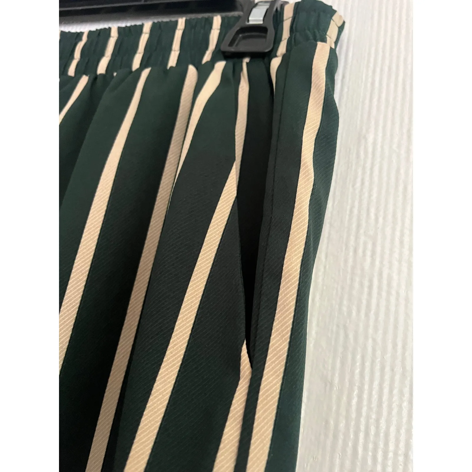 Striped Wide Leg Palazzo Pants, Green & Cream Vertical Stripes, Flowy - Image 5
