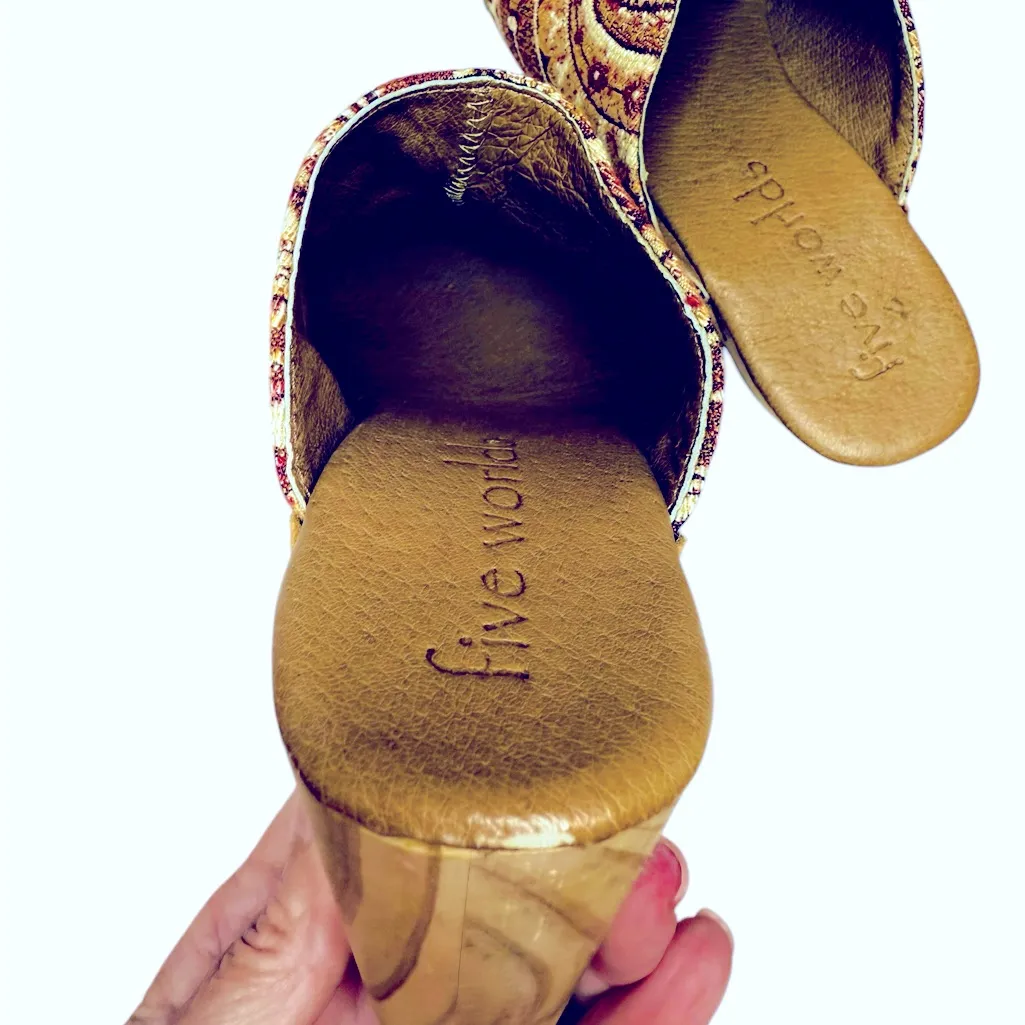 Cordani Zorba Tapestry Clogs Bohemian Astrology Slip On Brown Tan Size 7 - Image 8