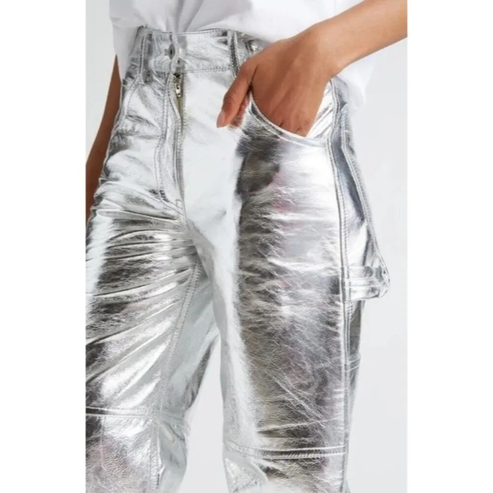 Interior The Sterling Leather Pants in Aluminum Silver 2 New Womens Trousers - Image 14