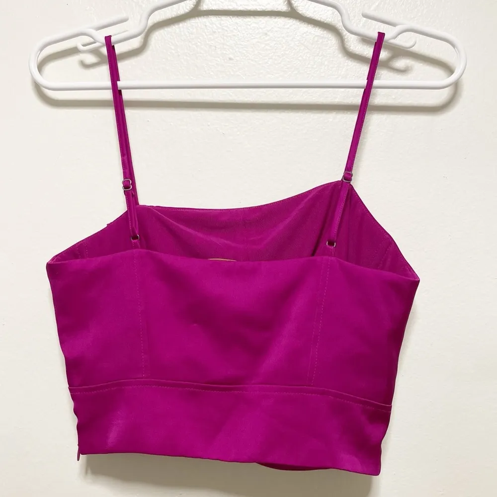 Ramy Brook Estelle Ruched Pink Satin Crop Blouse - Image 8