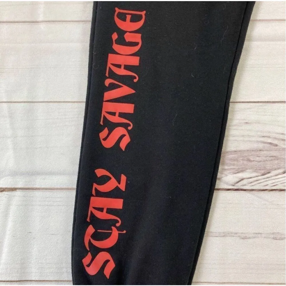 Adika Black High Rise Elastic Waist Stay Savage Graphic Jogger Sweatpants Small - Image 11