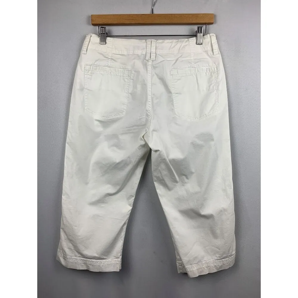 Calvin Klein Jeans Relaxed White Capri Pants Lightweight Summer Casual Womens - Image 2
