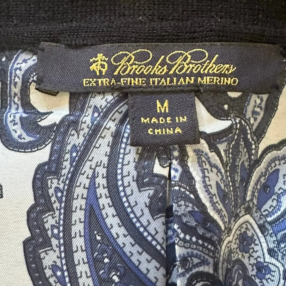 Brooks Brothers Navy Blue Cardigan sz M Italian Merino Wool Cardigan - Image 8