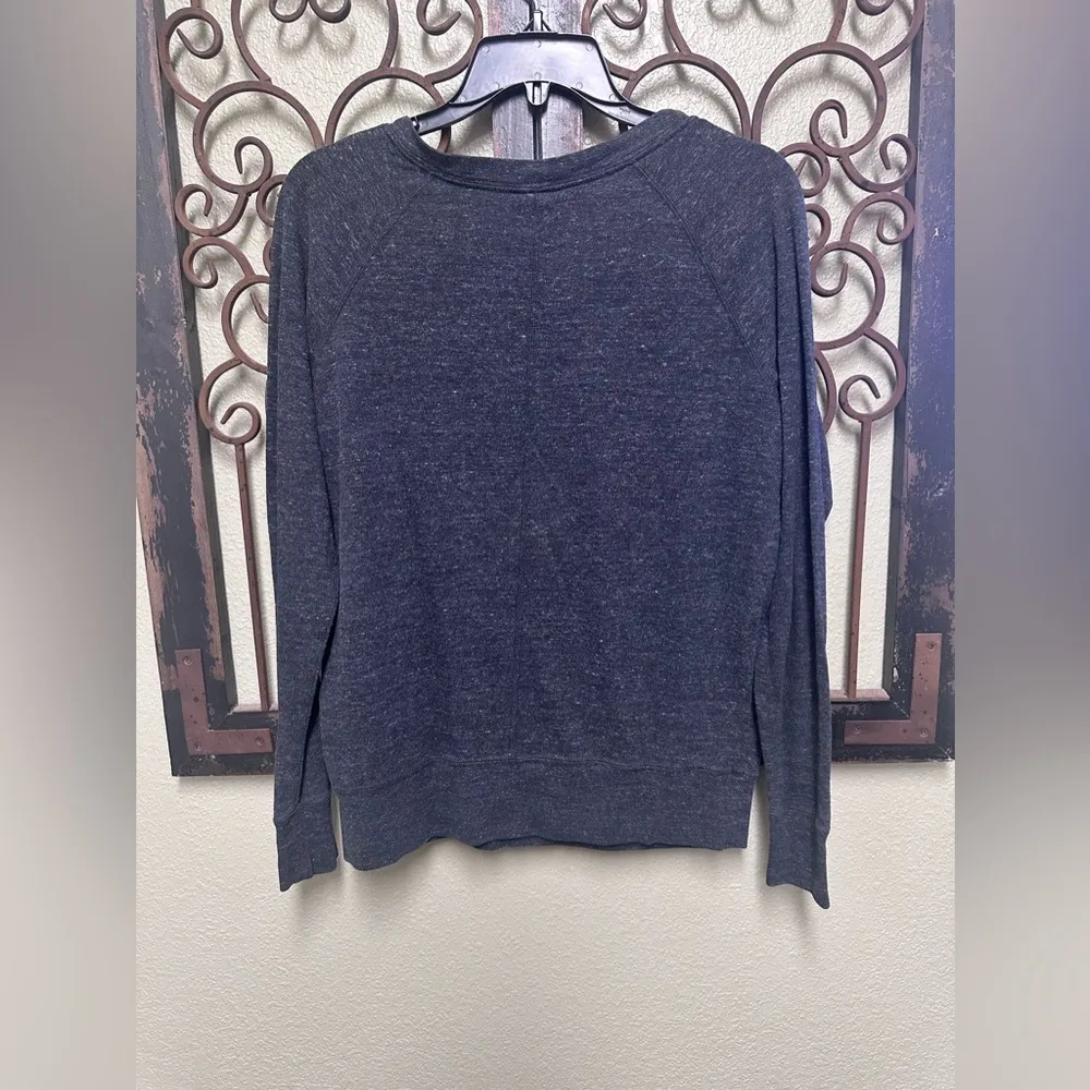 long sleeve dark heathers grey Henley crewneck sweatshirt - Image 5