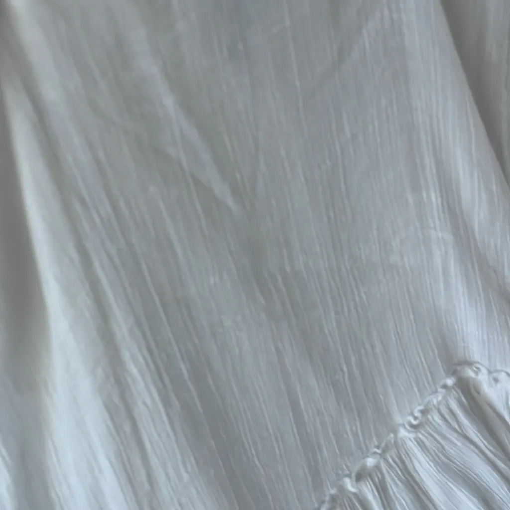 Women size small White beach boho dress summer spring beach embroidery details - Image 6