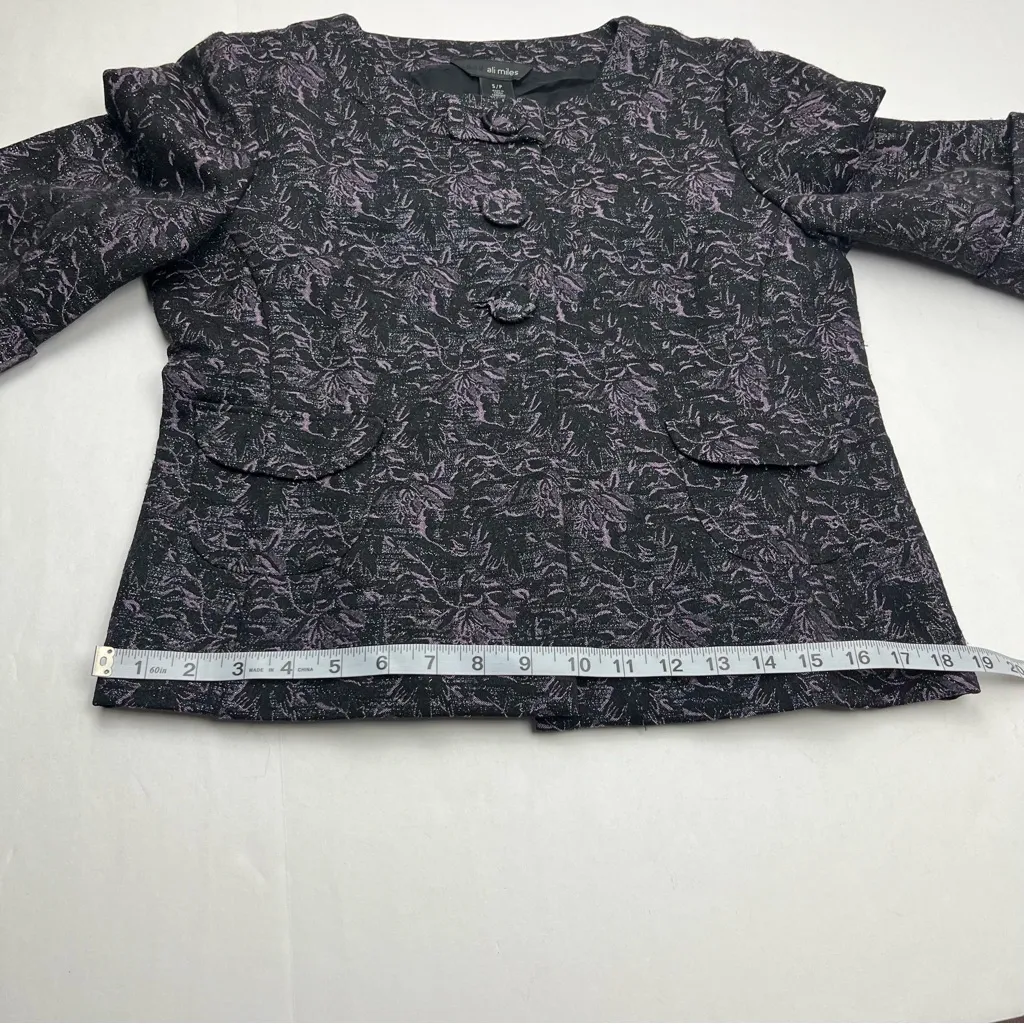 Ali Miles Black Metallic Purple Jacket‎ Womens Size Small Office Preppy Mature - Image 8