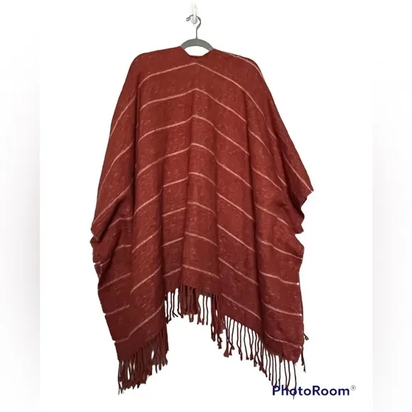 NWT Universal Thread orange rust stripe Ruana Kimono Jacket Poncho OS‎ - Image 2
