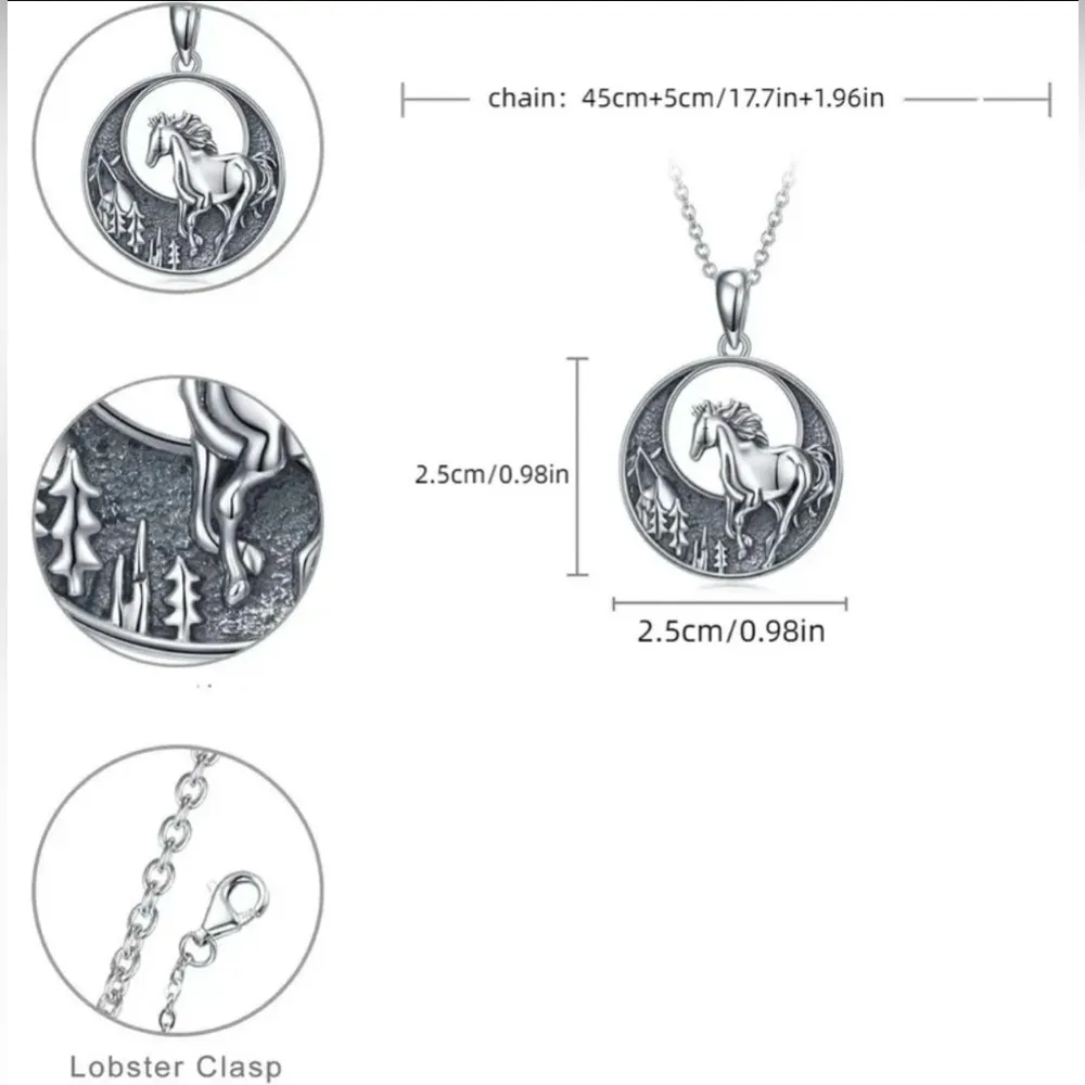 Horse Necklace & Earrings Set NWT Silver - Image 5